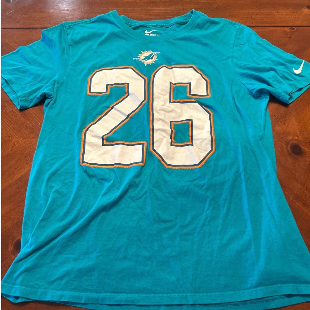 Nike T-Shirt Mens Large Teal Excellent Miami Dolphins Lamar Miller 26 Graphic